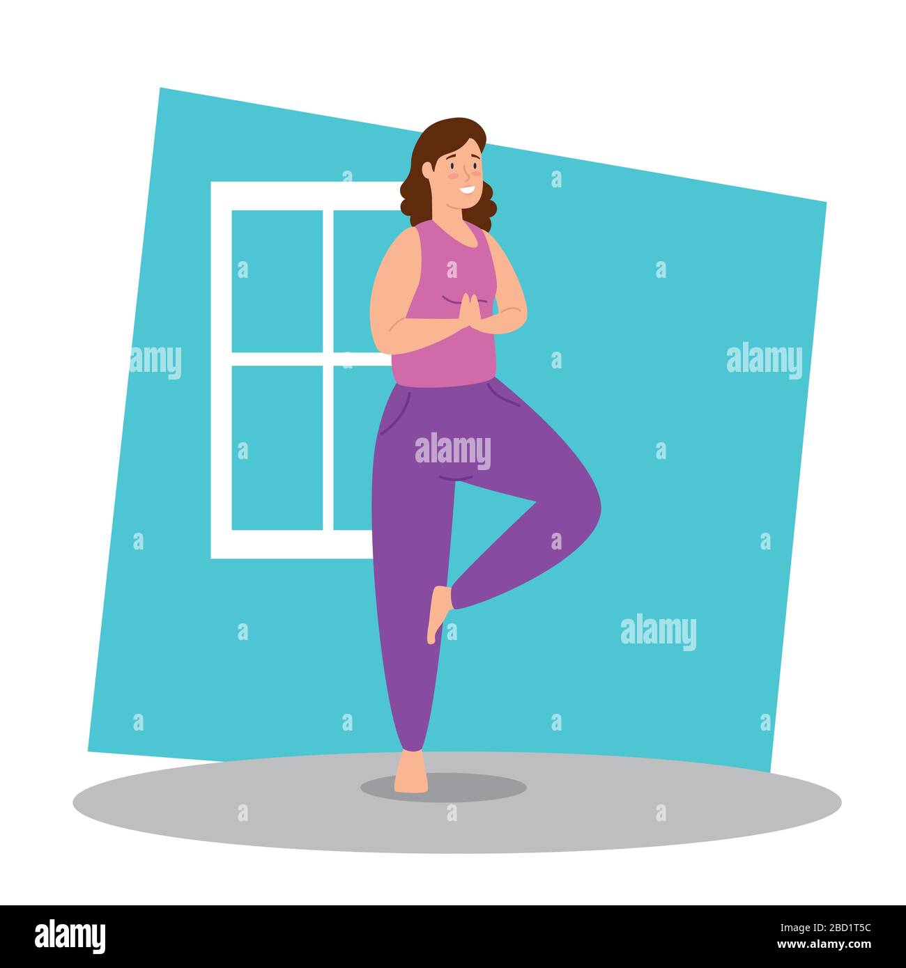Young lady doing yoga at home Cut Out Stock Images & Pictures - Alamy