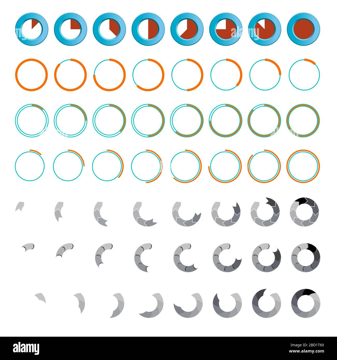 Loading flat icon set on white Stock Vector
