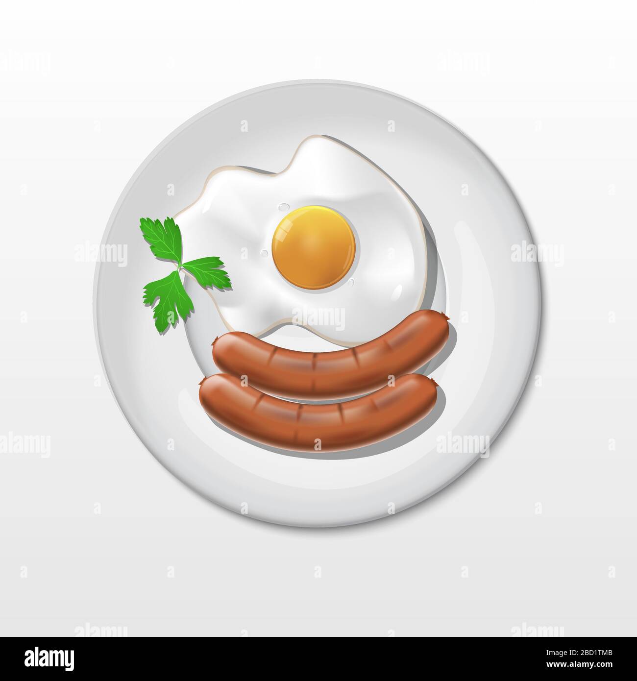 Fried egg and sausages dish on plate Stock Vector