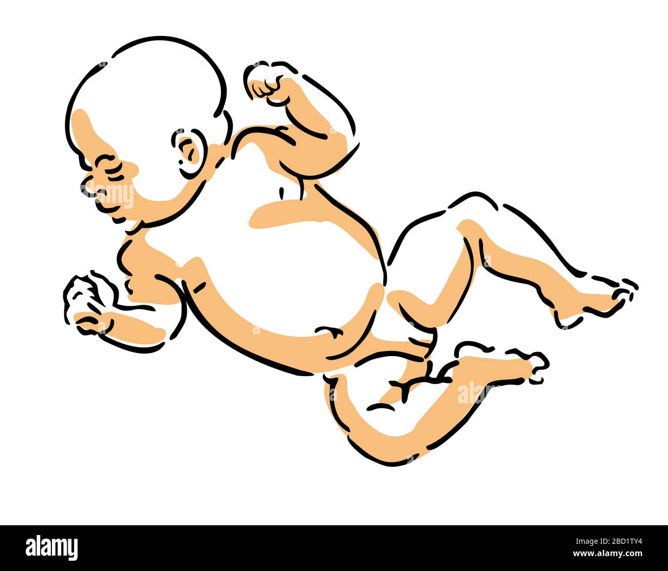 Newborn Baby Probably A Girl Stylized Ink Drawing Stock Photo Alamy