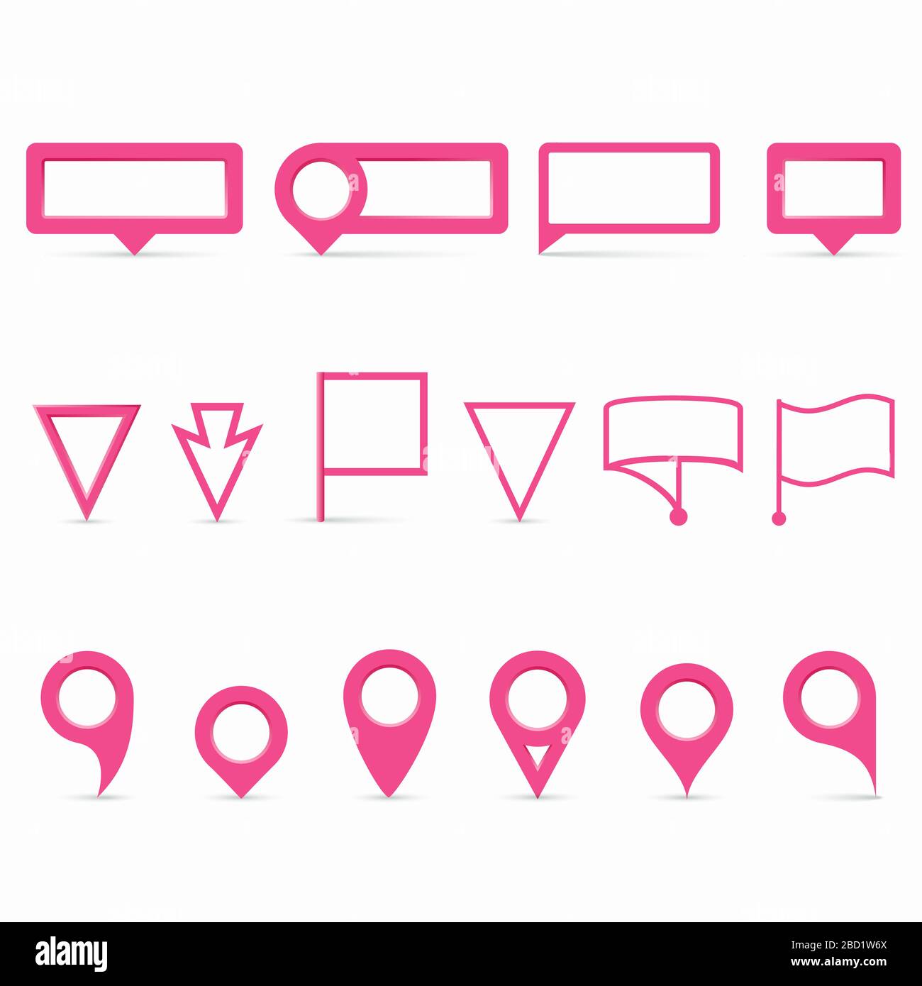 Navigation pins set flat on white Stock Vector