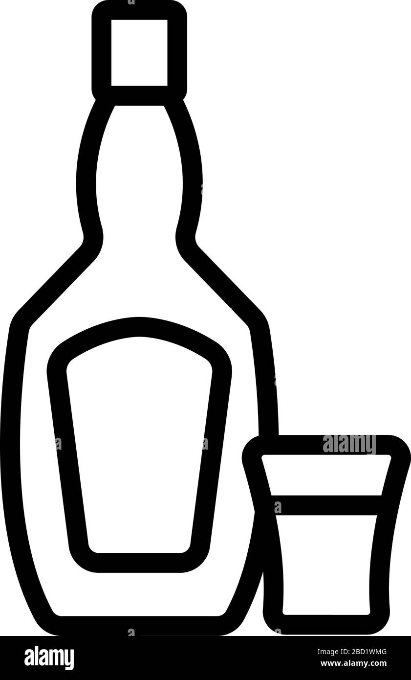 vodka bottle glass icon vector outline illustration Stock Vector Image