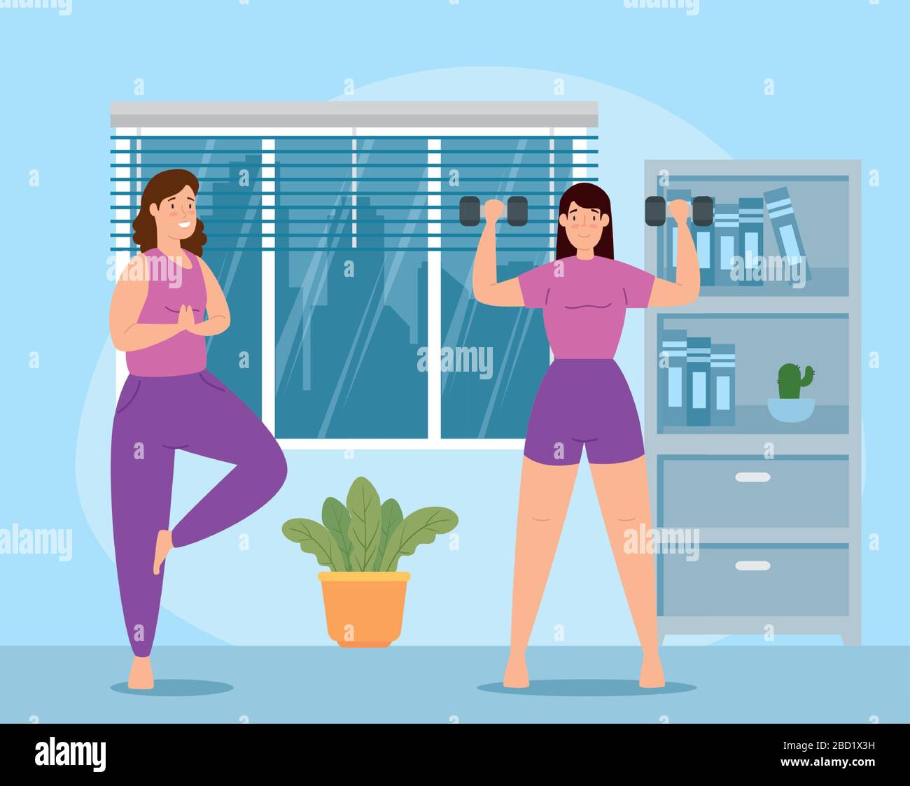 women lifting weights in the house Stock Vector Image & Art - Alamy
