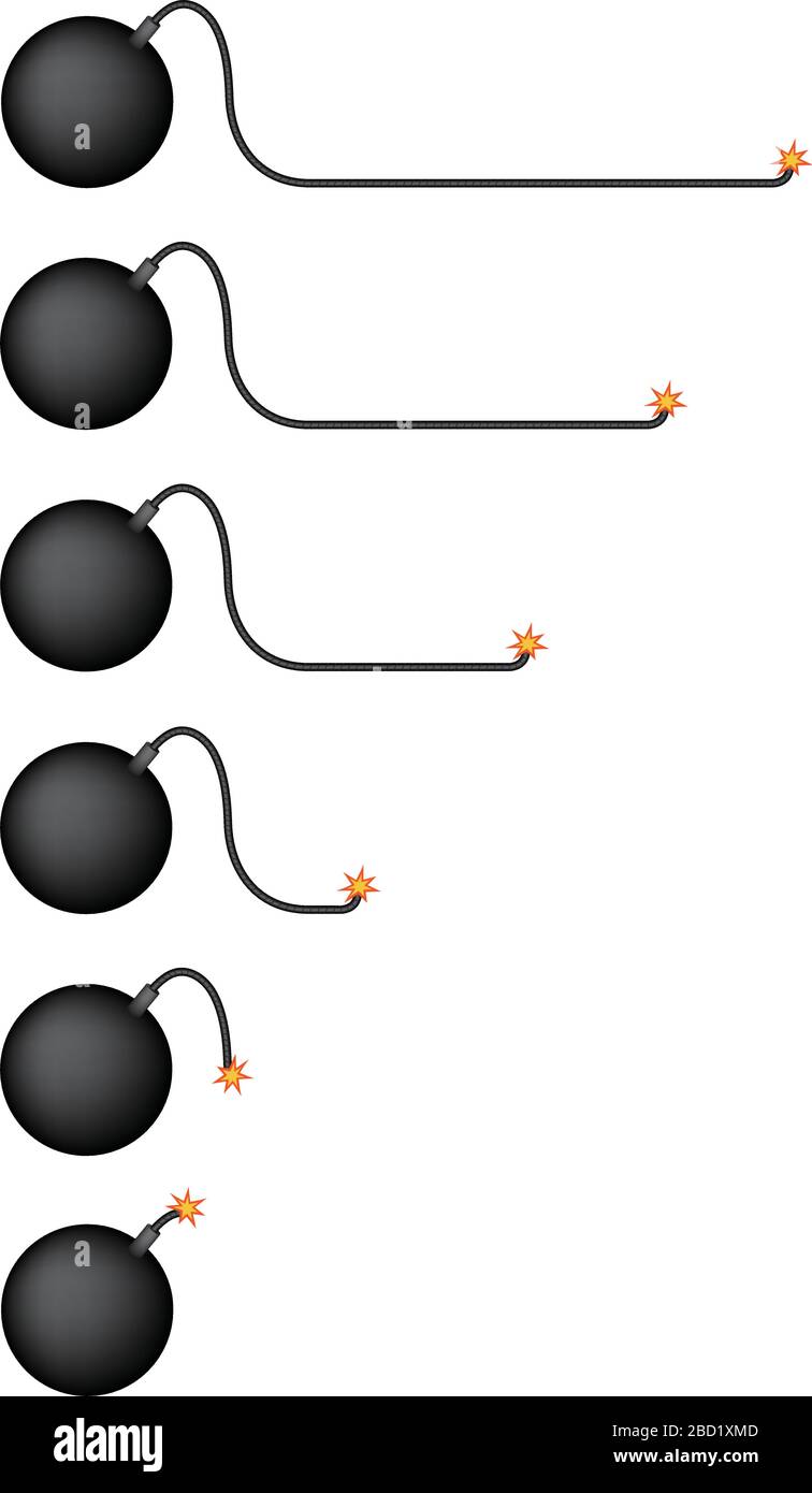 bomb illustration set  ( fuse lines burn gradually) Stock Vector