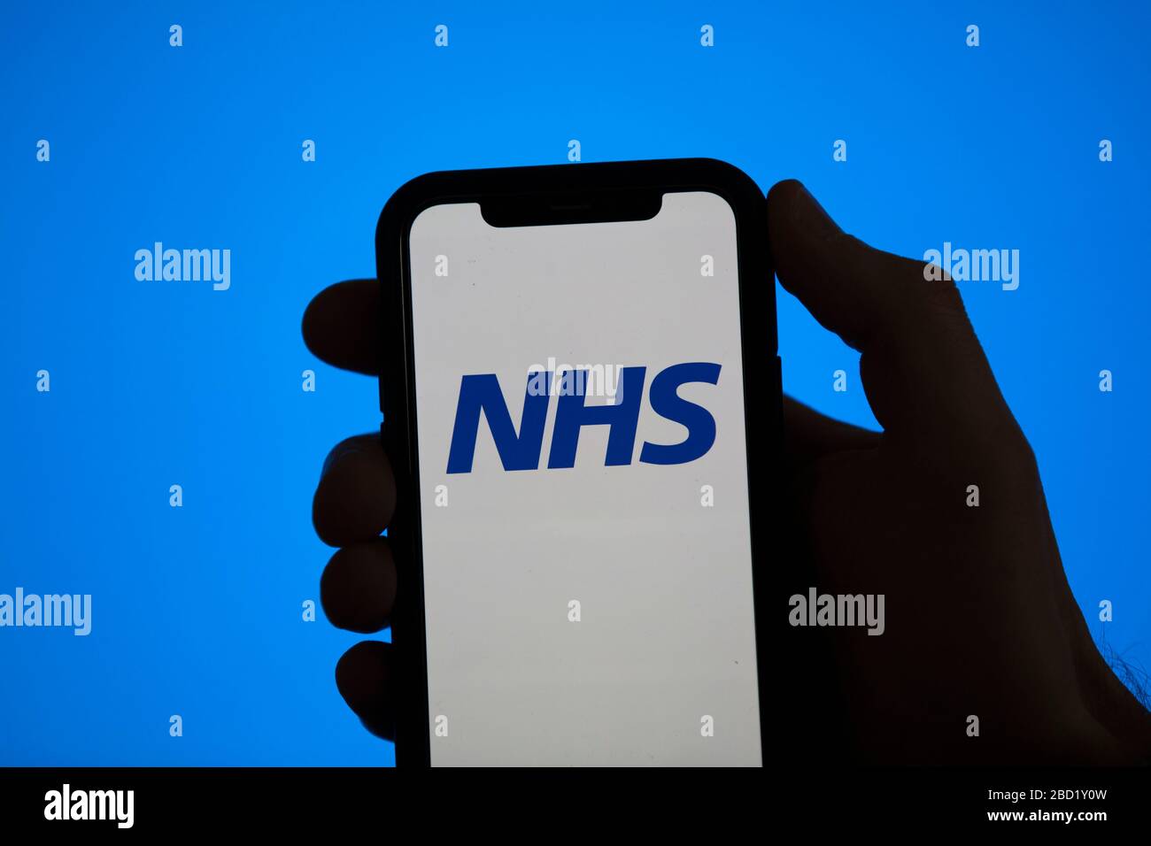LONDON, UK - April 6th 2020: NHS National health service logo on a smartphone Stock Photo