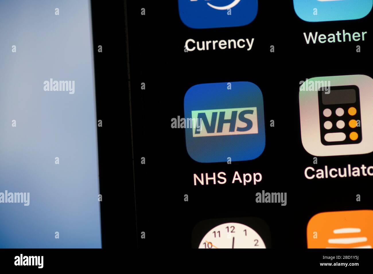 LONDON, UK - April 6th 2020: NHS National health service app on a smartphone Stock Photo