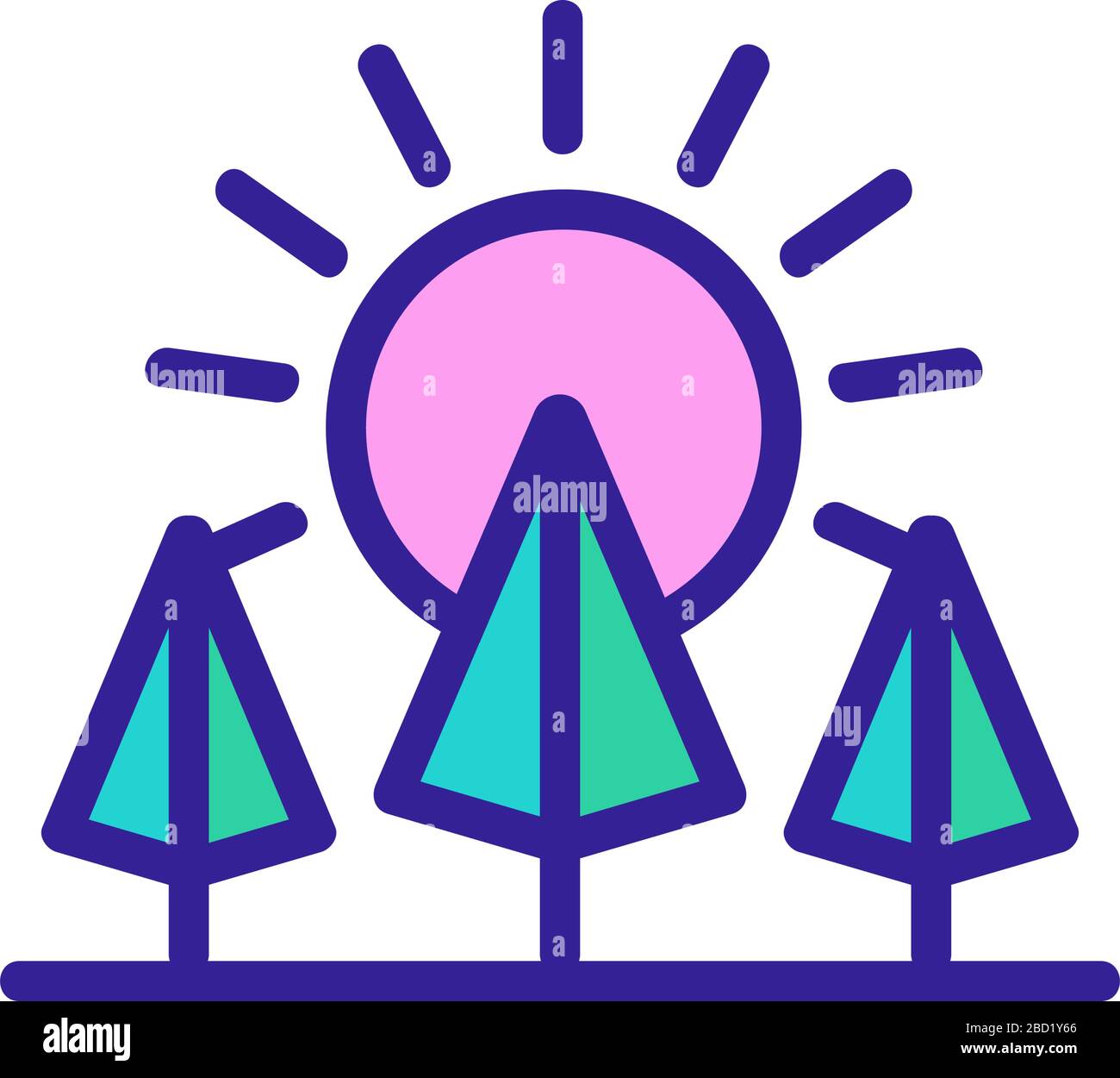 sunset forest icon vector outline illustration Stock Vector Image & Art ...