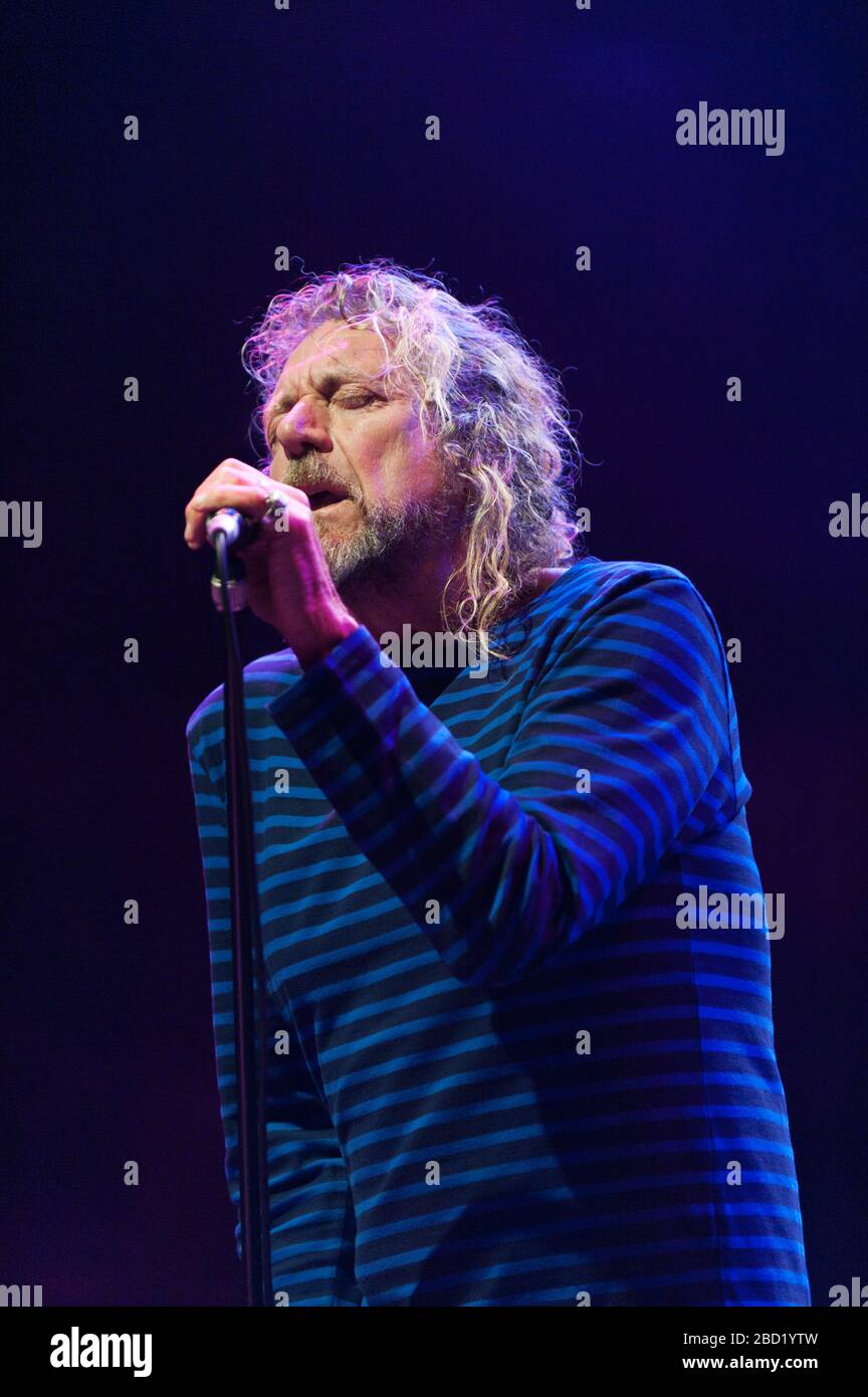 Robert Plant performing at the WOMAD festival, Charlton Park, UK. July 29, 2012 Stock Photo