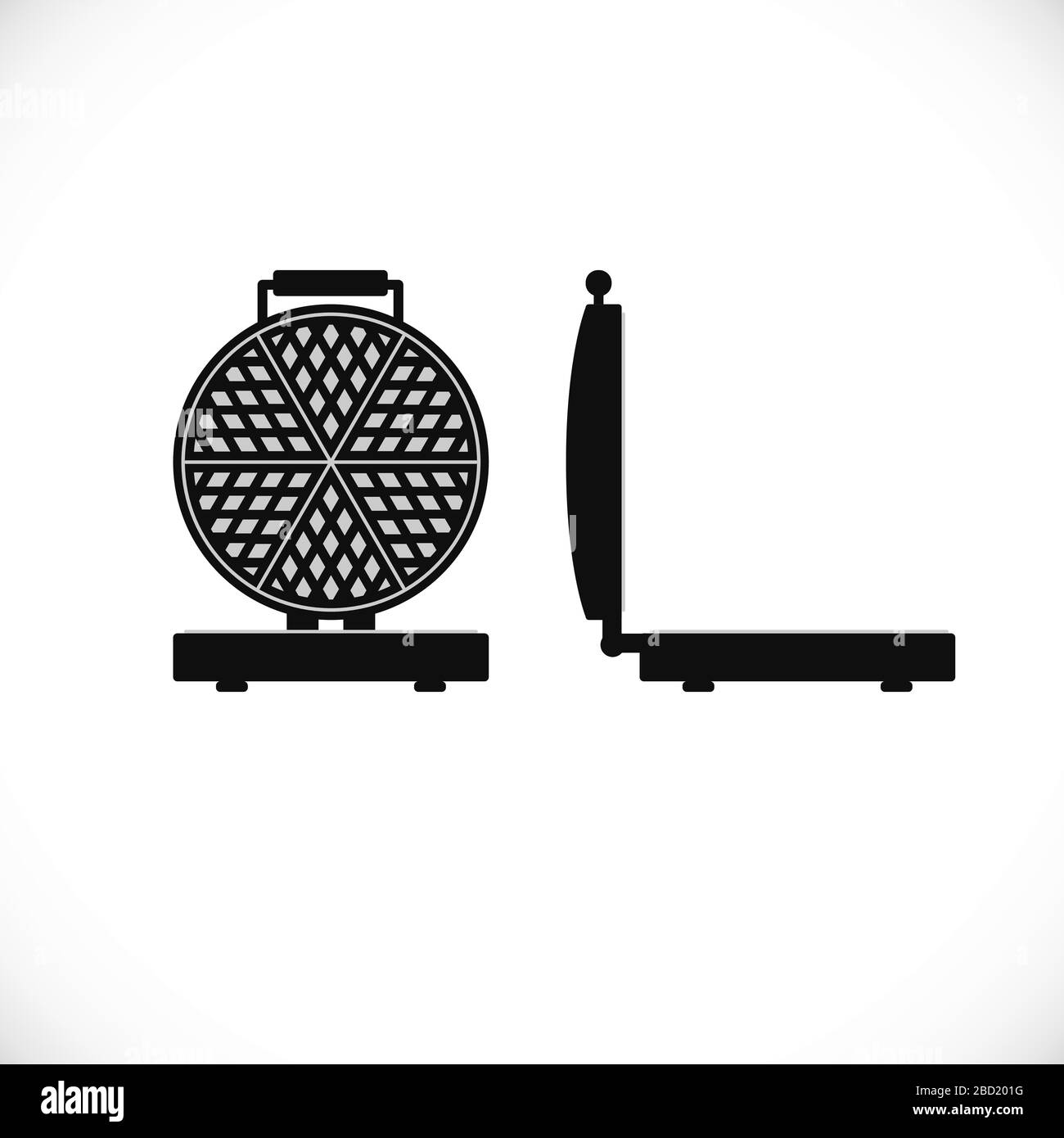 Waffle iron front and side view. Flat icon of appliance. Vector illustration Stock Vector