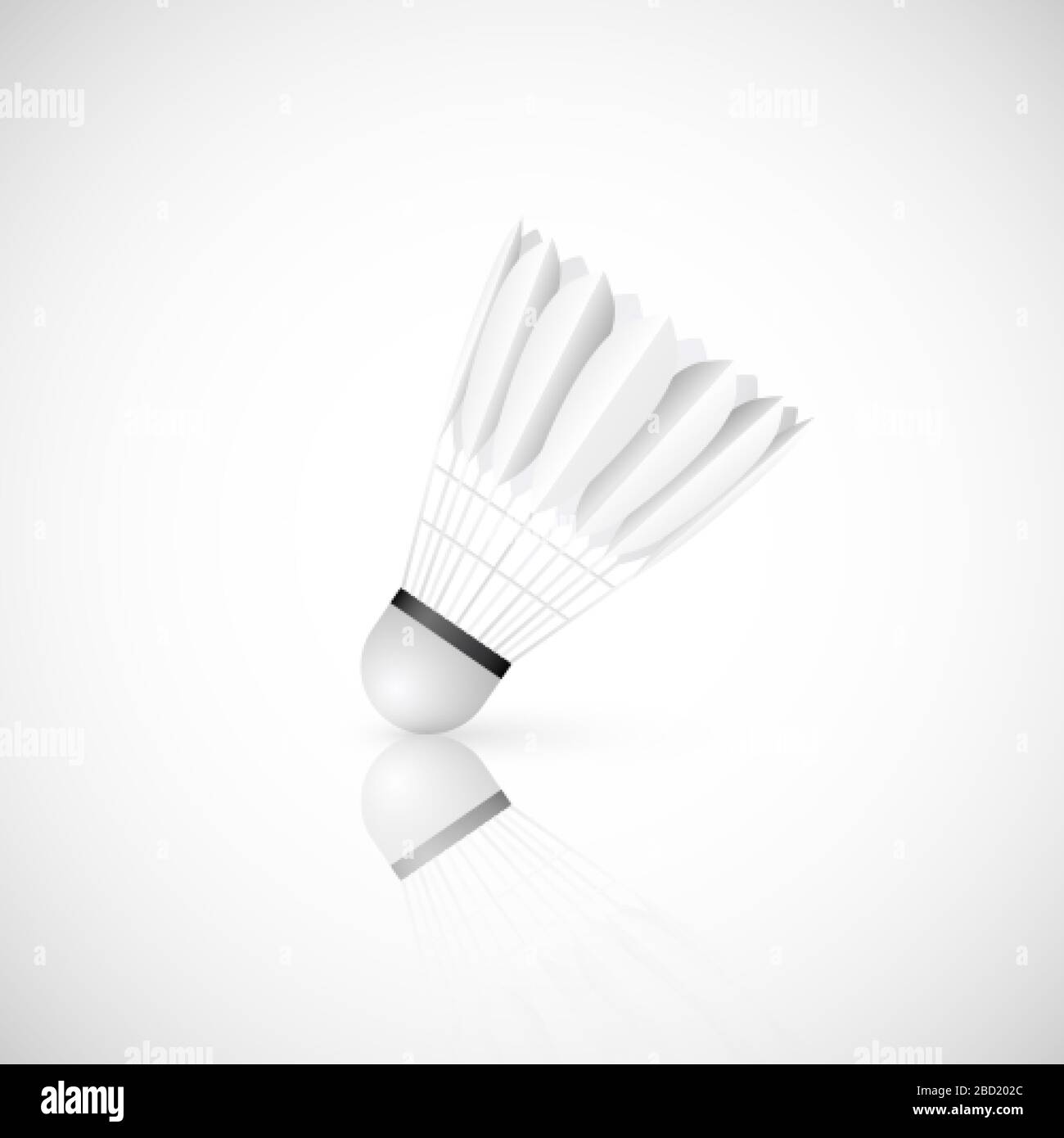 Shuttlecock with reflection isolated on white background. Badminton - sport equipment. Vector illustration Stock Vector