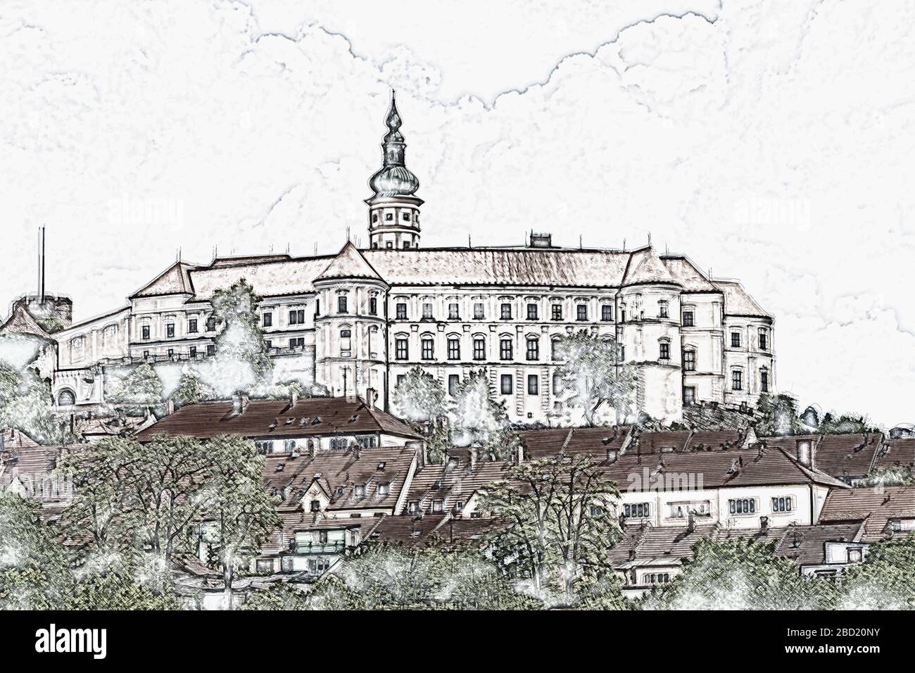 Castle Mikulov (German Nikolsburg), Mikulov, Breclav, South Moravia, Czech Republic, Europe Stock Photo