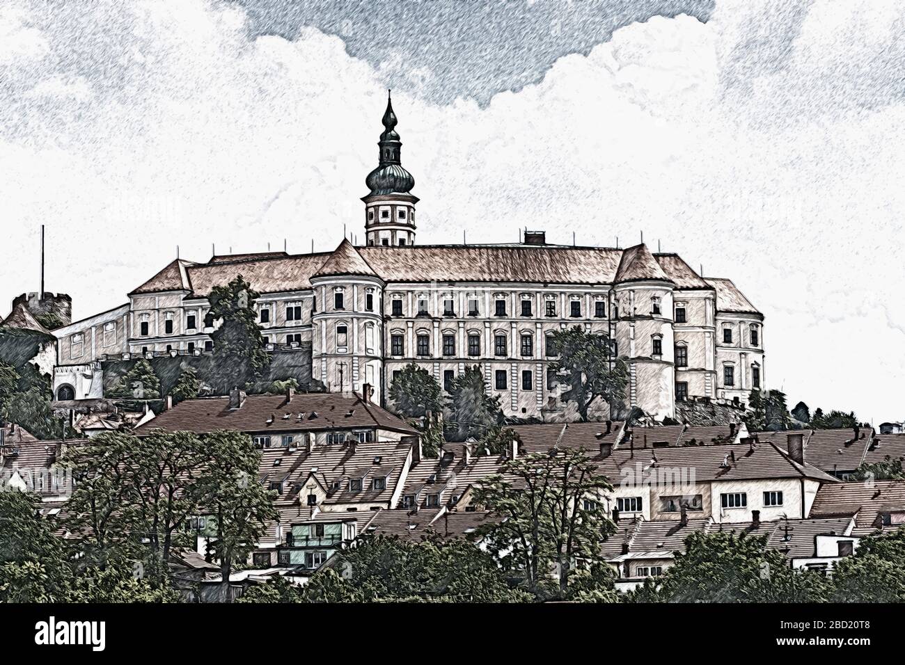 Castle Mikulov (German Nikolsburg), Mikulov, Breclav, South Moravia, Czech Republic, Europe Stock Photo