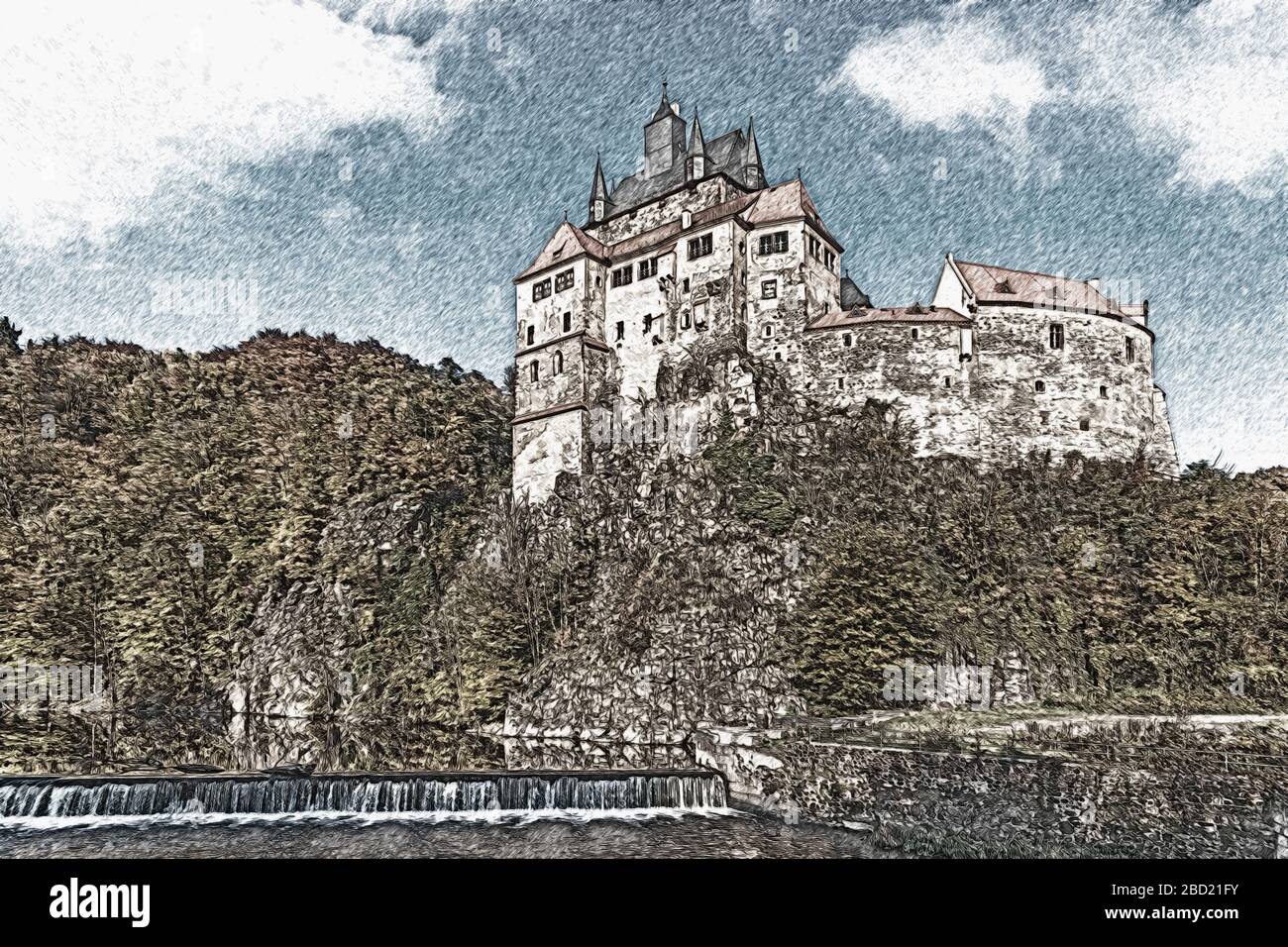 Castle Kriebstein, a mountain spur castle in Saxony, Kriebethal, Middle Saxony, Saxony, Germany, Europe Stock Photo