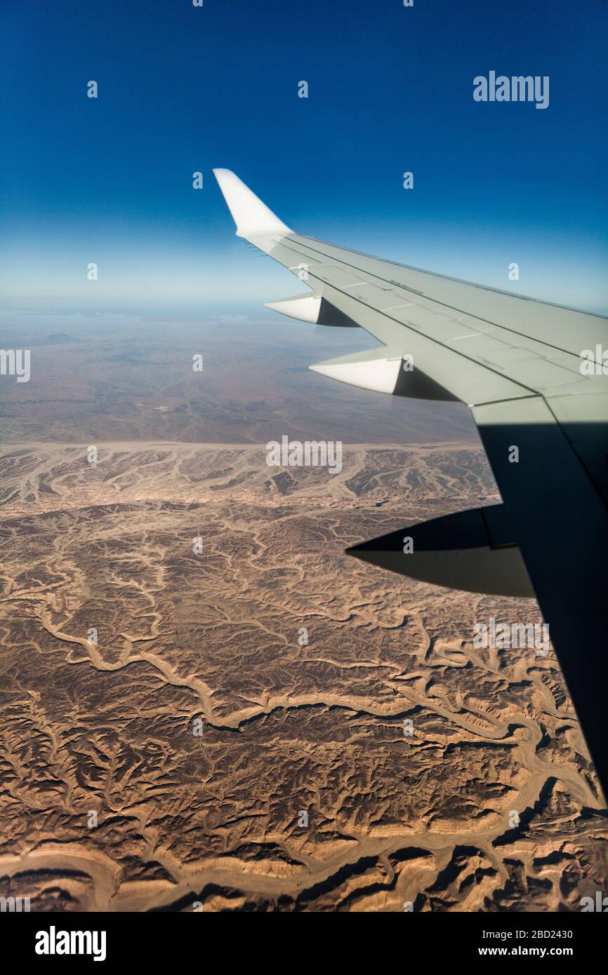 Aerial view of dried-up rivers in the Arabian Desert, Egypt Stock Photo