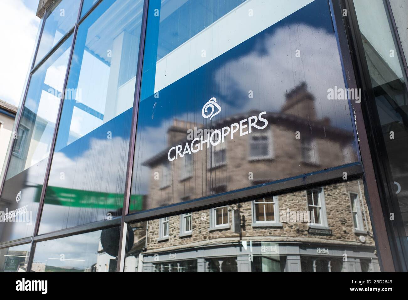 A sign outside the outdoors clothing and walking shop called