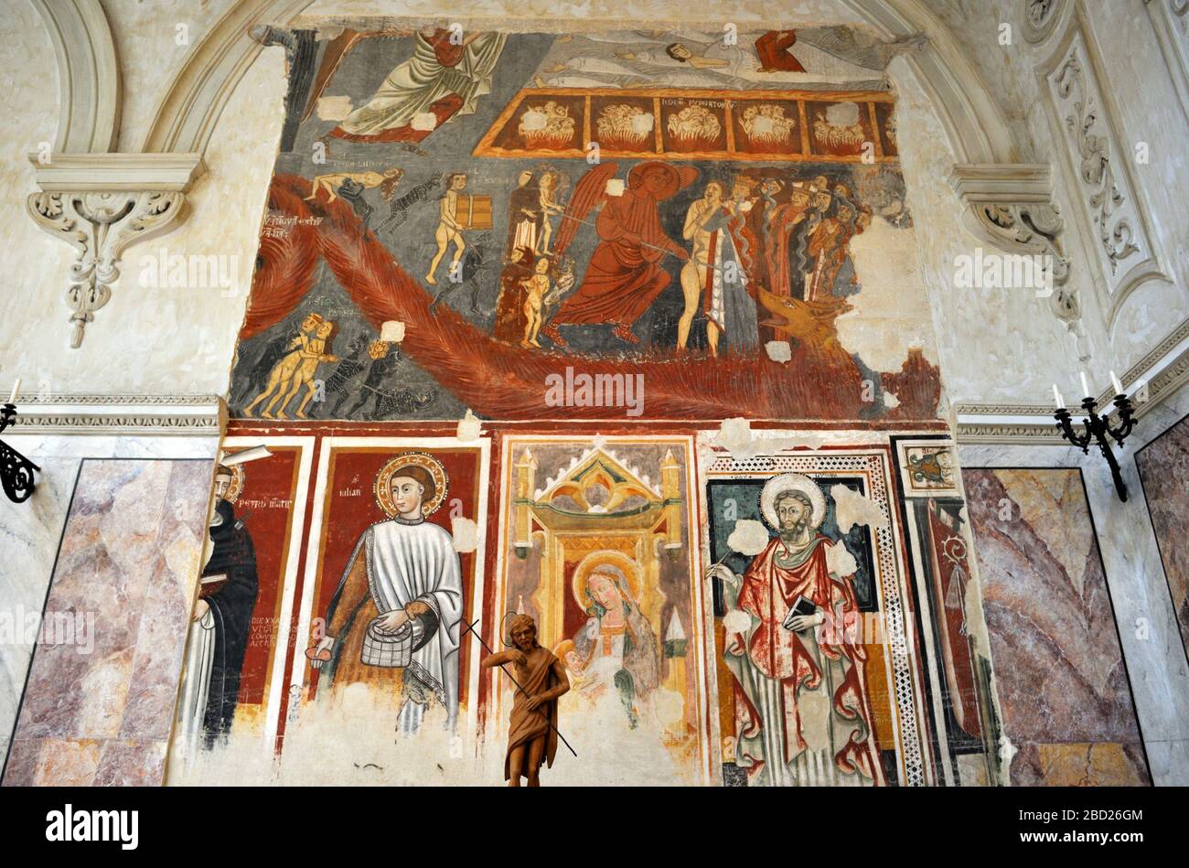 Italy, Basilicata, Matera, cathedral interior, medieval paintings Stock Photo