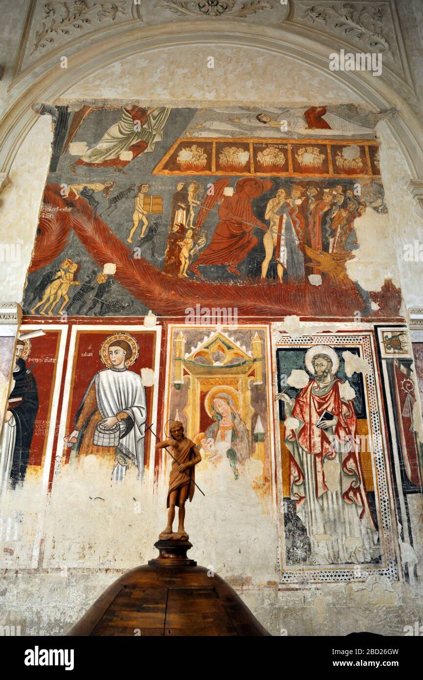 italy, basilicata, matera, cathedral interior, medieval frescos Stock Photo