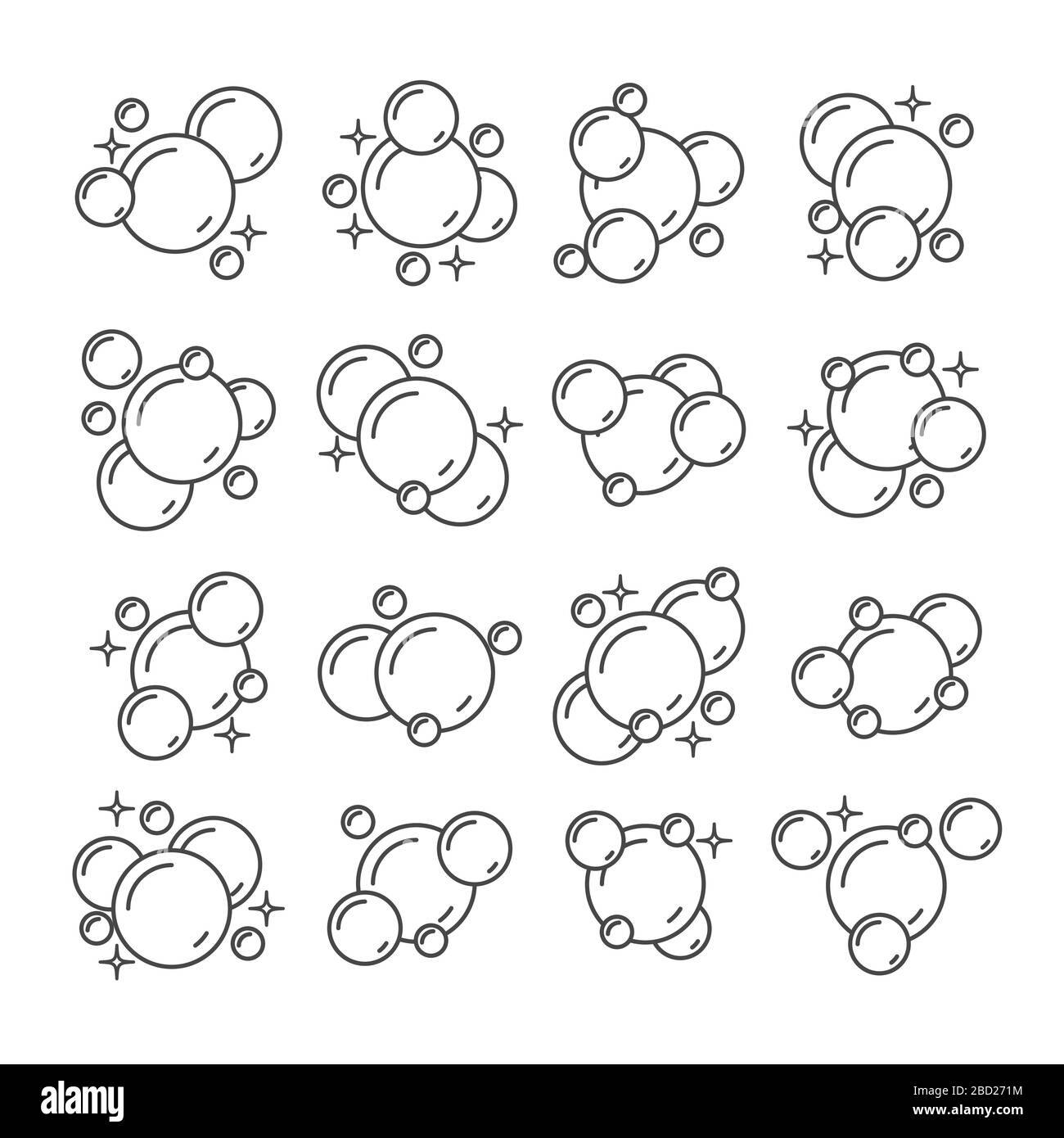 Outline underwater bubbles icons Stock Vector