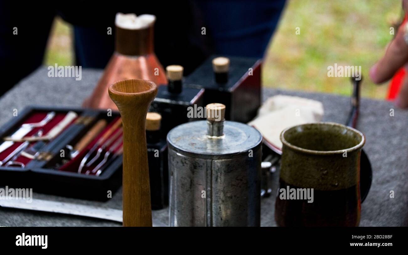 Very old 1860s tools in the Civil War Stock Photo