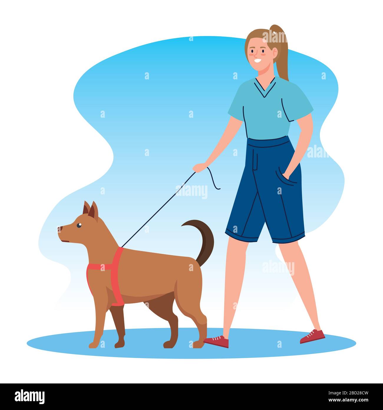 woman walking your dog avatar character Stock Vector