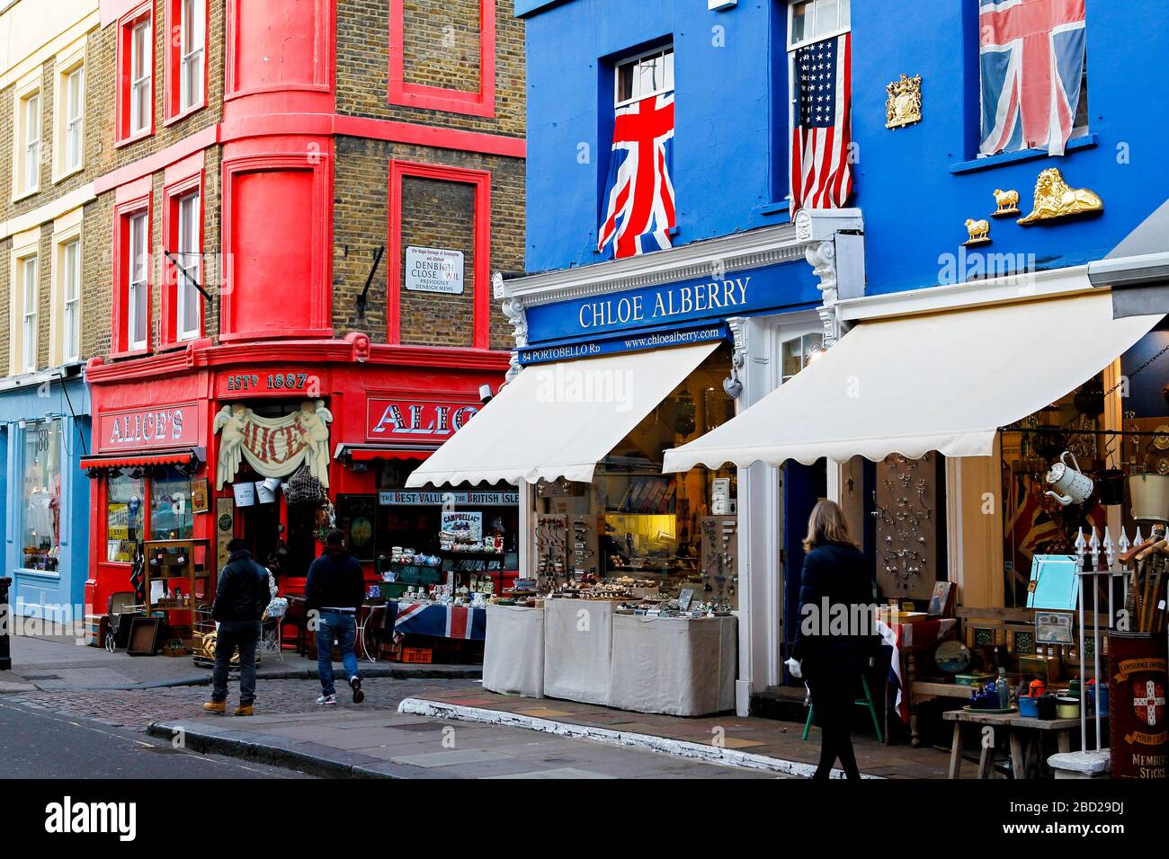 Colorful shops on Portobello Road in Notting Hill, London Stock Photo