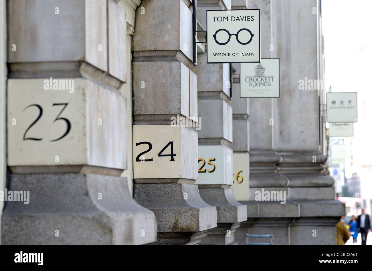 London, England UK. Shop signs and numbers in Threadneedle Street Stock Photo