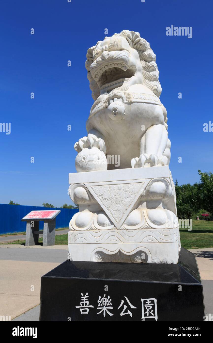 Statue in Sien Lok Park, Calgary, Alberta, Canada Stock Photo