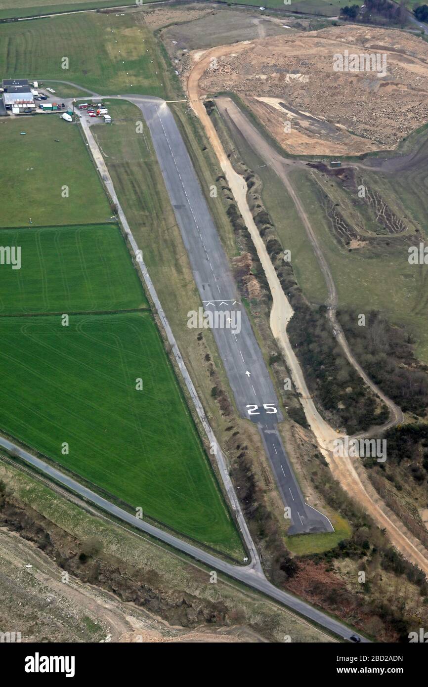 aerial view of Crosland Moor Airfield, Huddersfield, West Yorkshire Stock Photo