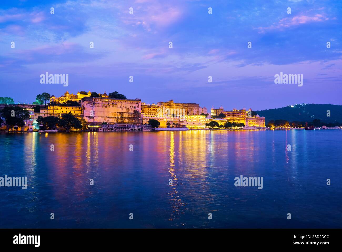 Udaipur City Palace in the evening view. Udaipur, India Stock Photo