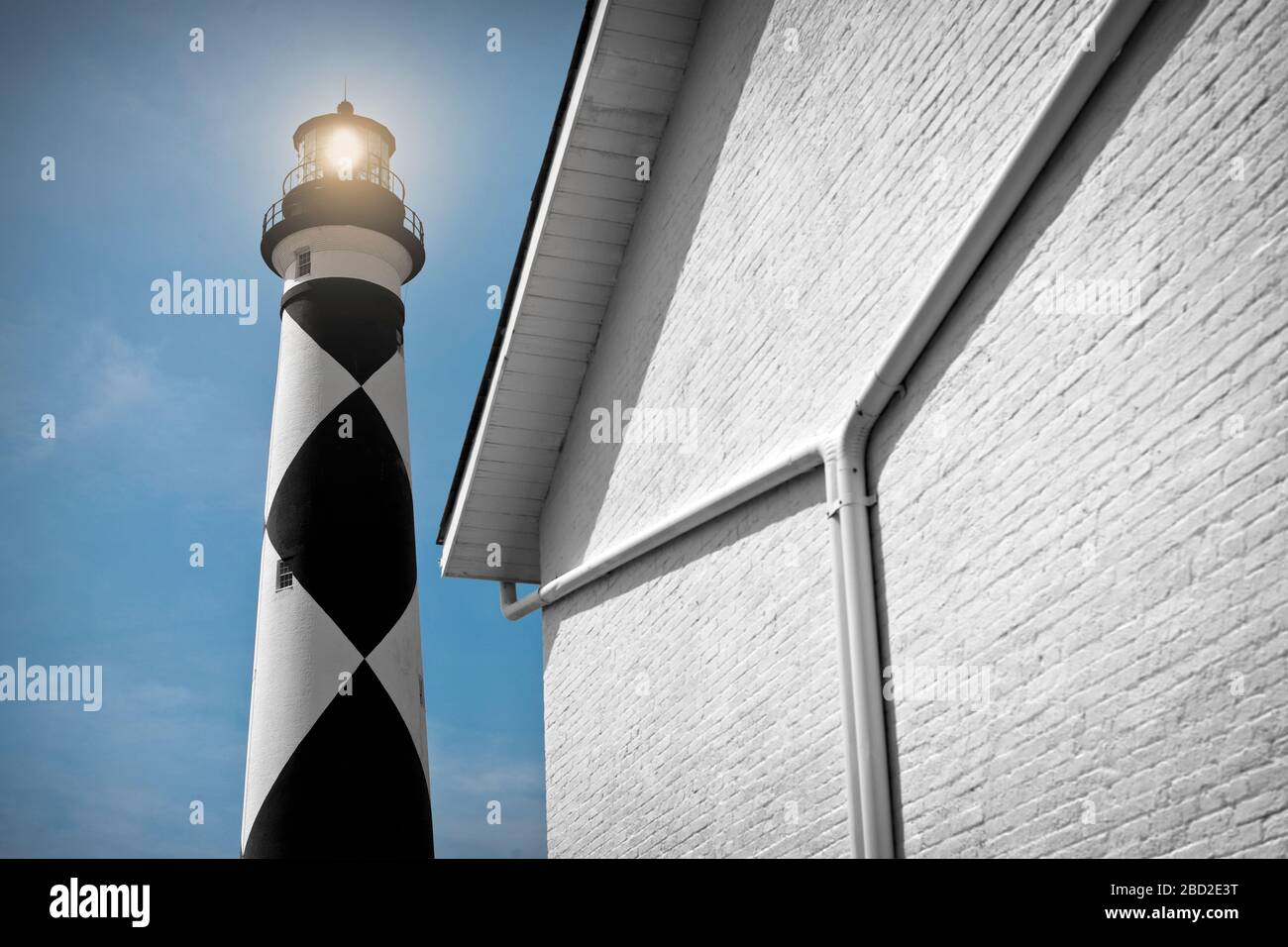 Lighthouse painted black and white Stock Photo Alamy