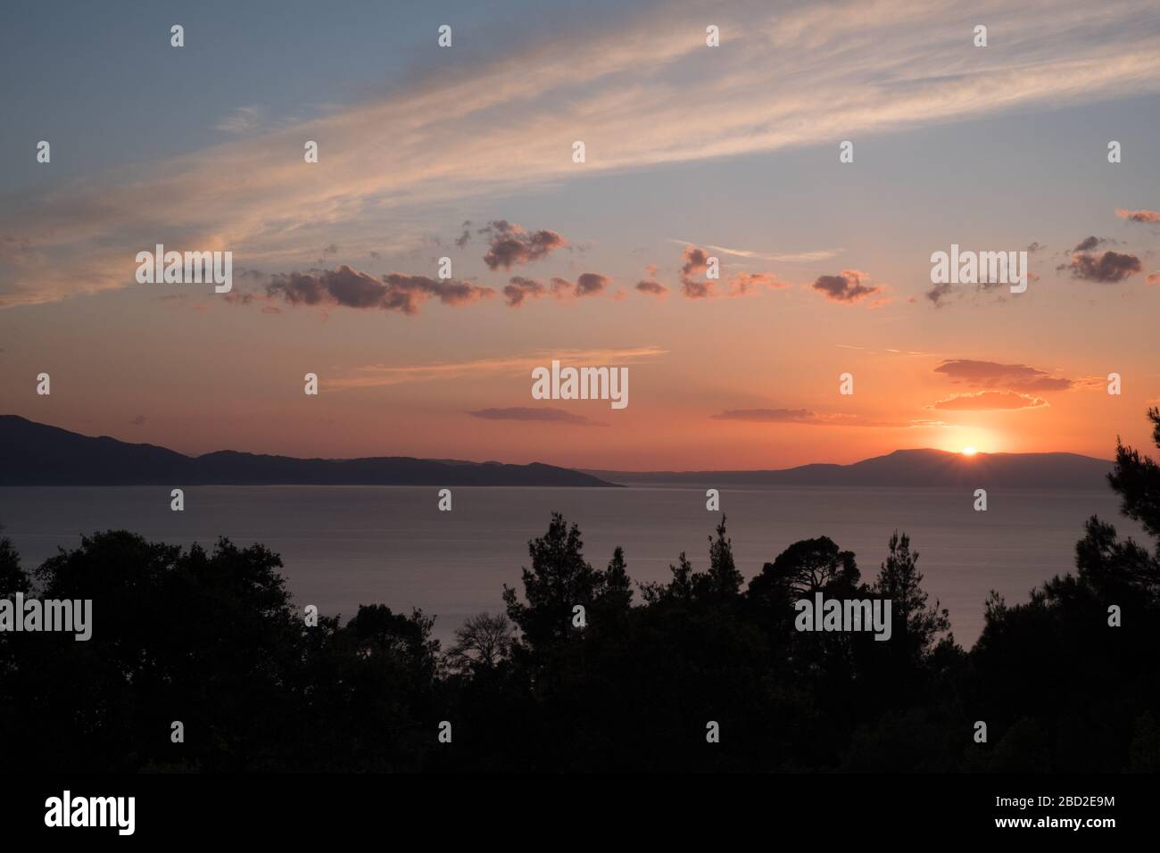 Sunset viewed from the Greek island of Alonissos, northern Sporades Stock Photo