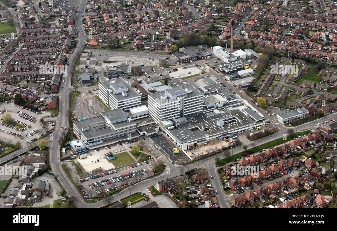 aerial view of Barnsley Hospital Stock Photo