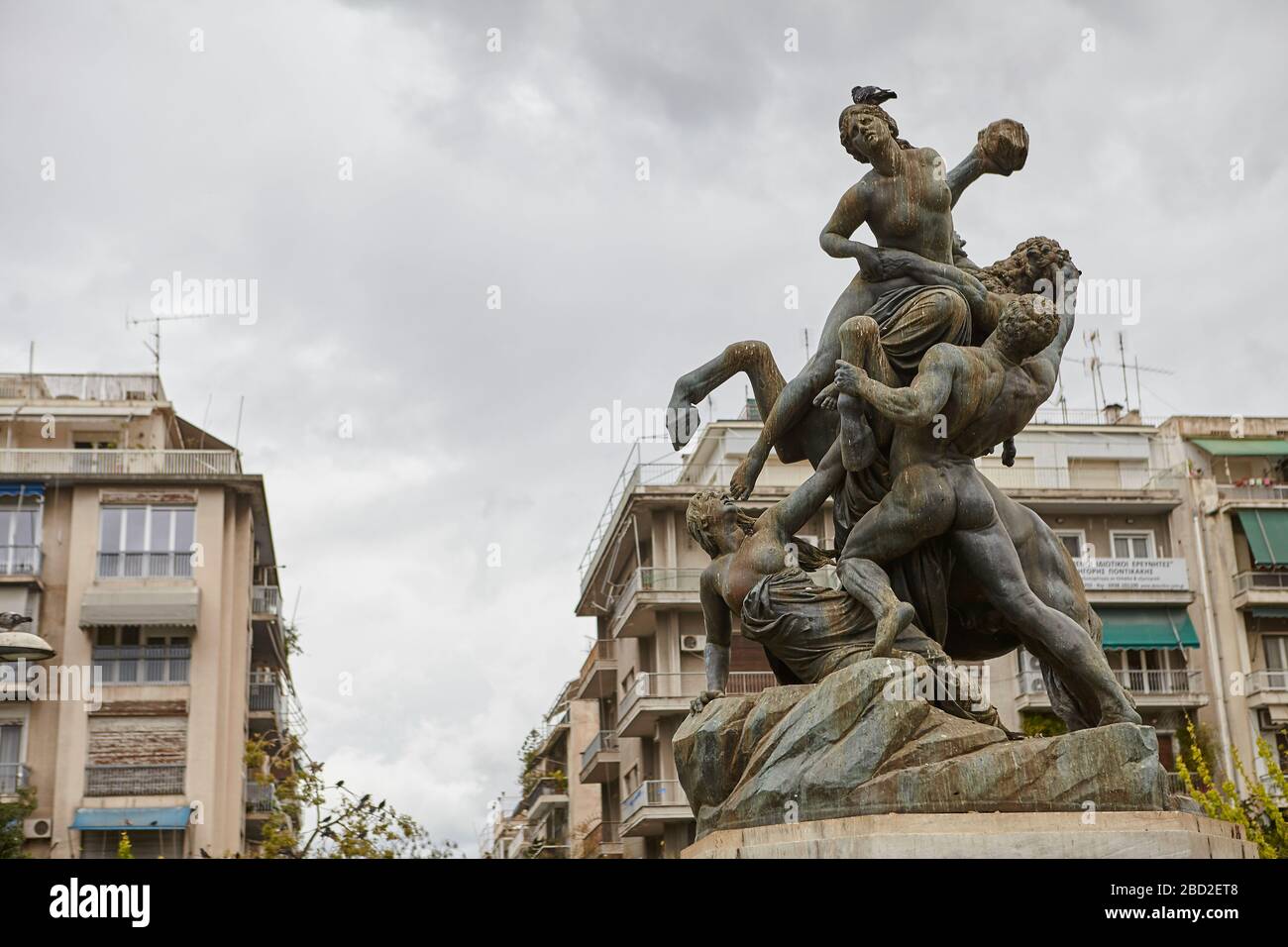 Theseus saving Hippodamia, at victoria Athens Greece,  sculptor Johannes Pfuhl Stock Photo