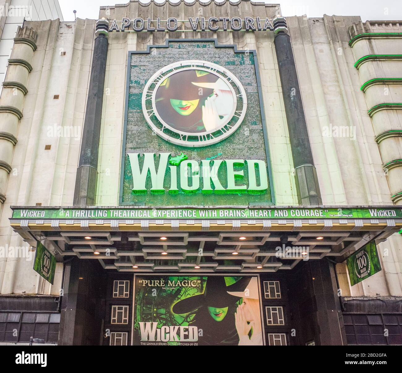 LONDON-: The Apollo Victoria Theatre, with the long running show 'Wicked' located outside Victoria Station Stock Photo