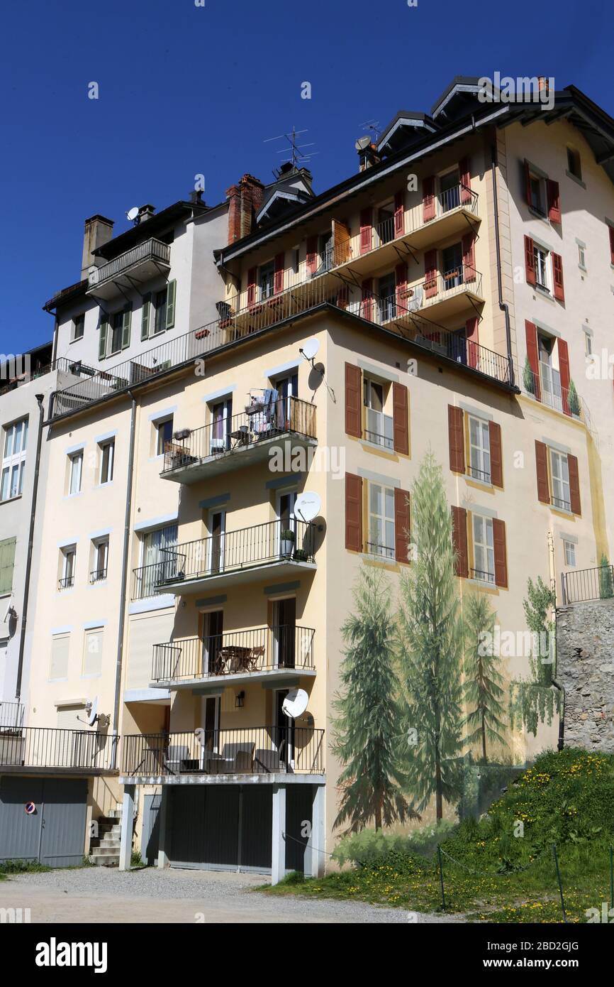 Façades d'immeubles. Saint-Gervais-les-Bains. Haute-Savoie. France. Stock Photo
