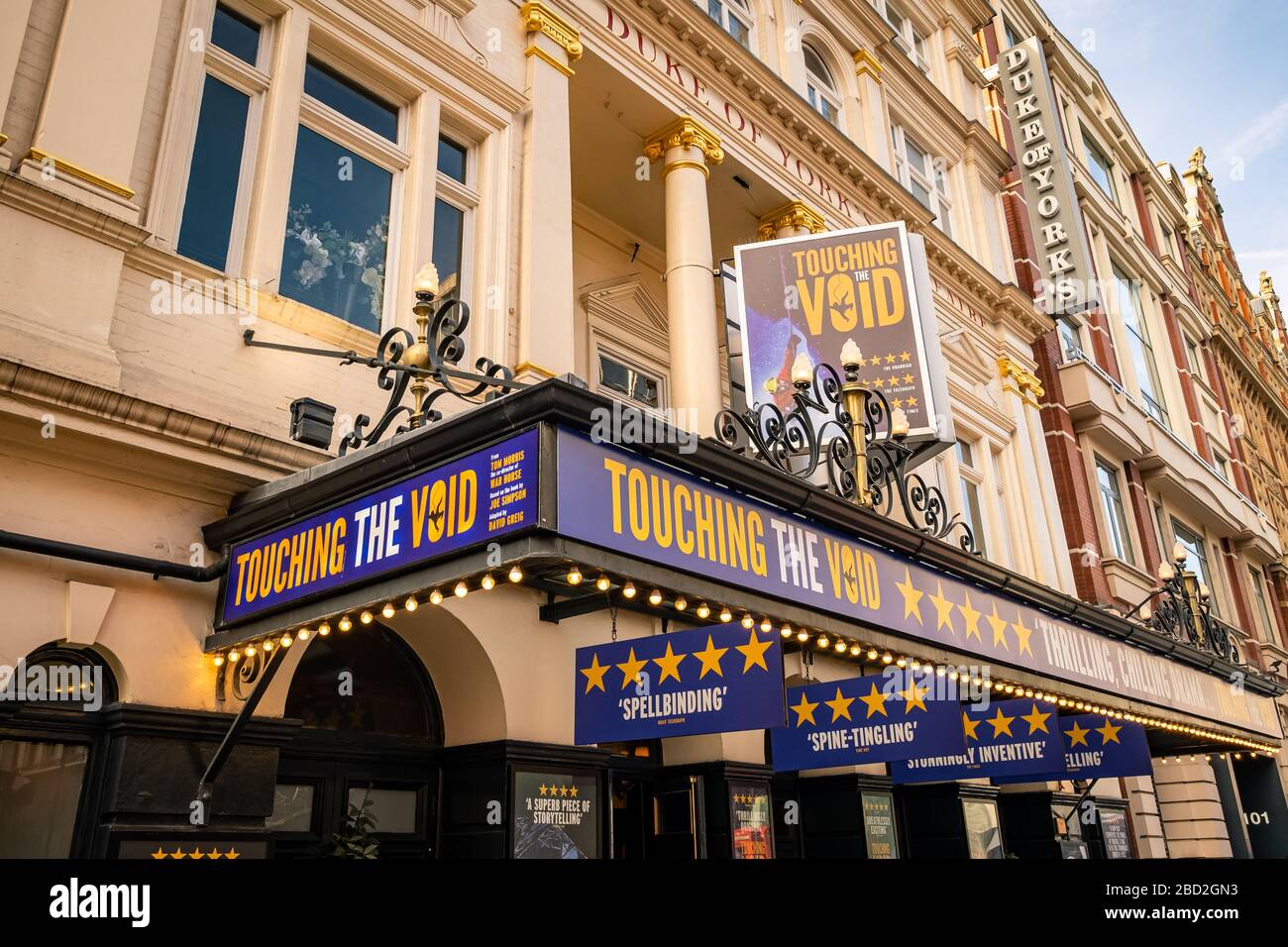 LONDON- FEBRUARY, 2020: Touching the Void theatrical adaptation showing at the Duke of Yorks theatre in London's West End. Stock Photo
