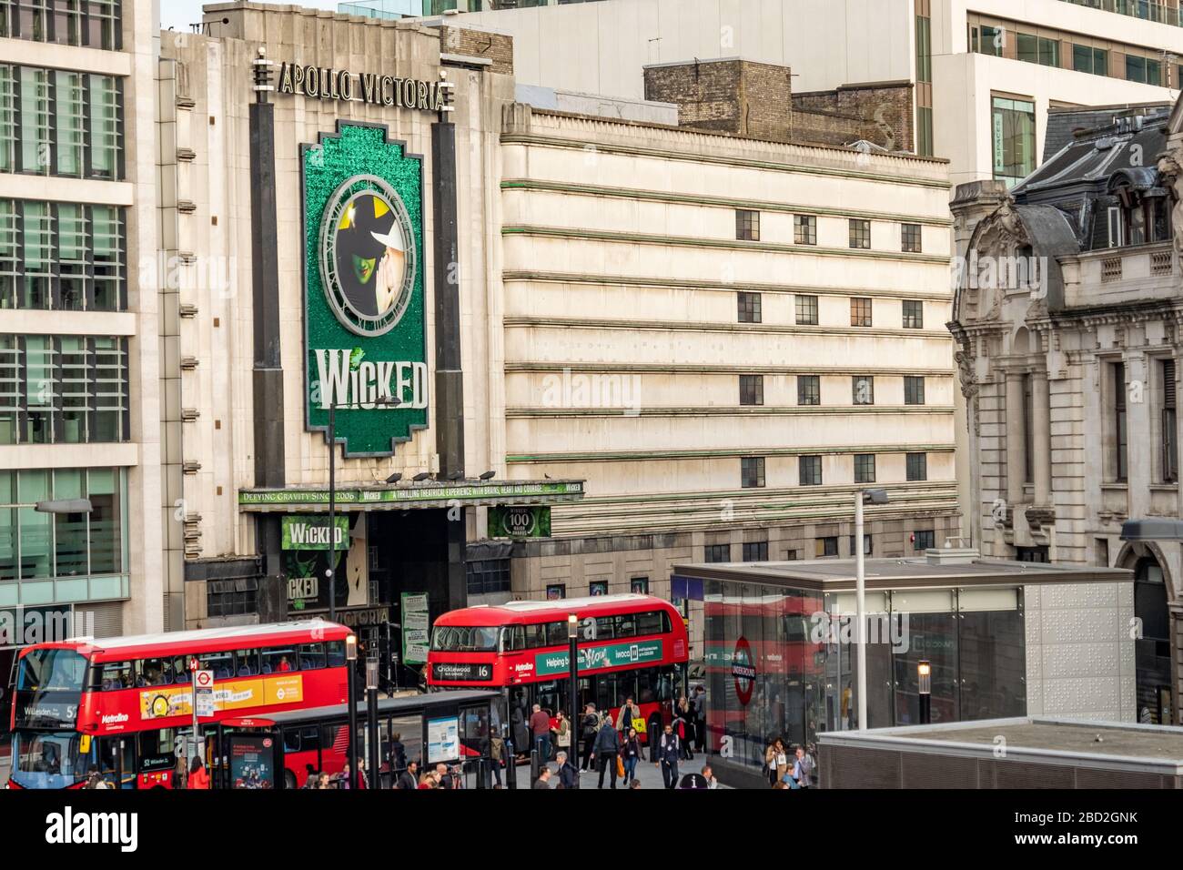 LONDON-: The Apollo Victoria Theatre, with the long running show 'Wicked' located outside Victoria Station Stock Photo