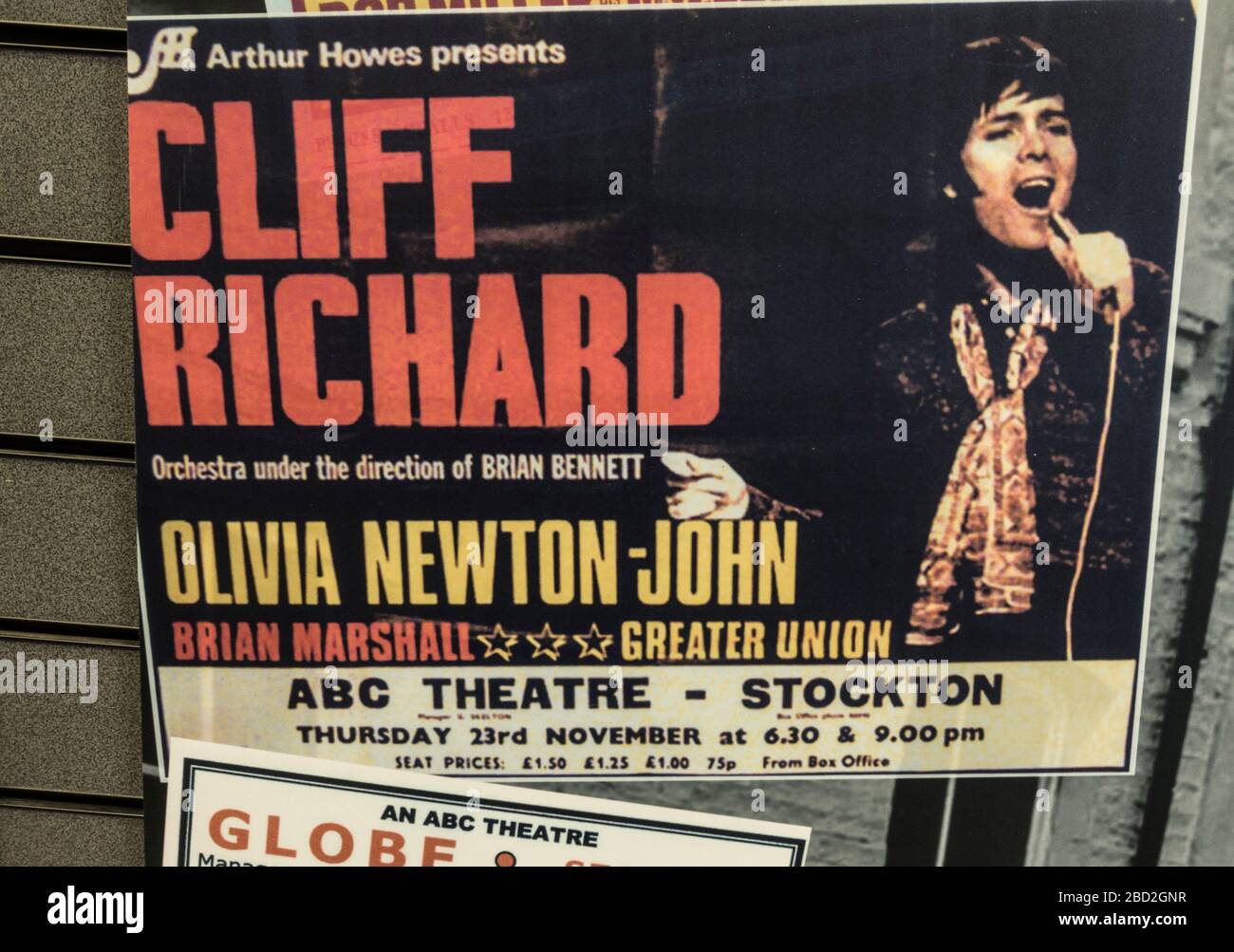 Cliff Richard and Olivia Newton John concert poster for the ABC theatre, Stockton on Tees. UK. 1972 Stock Photo