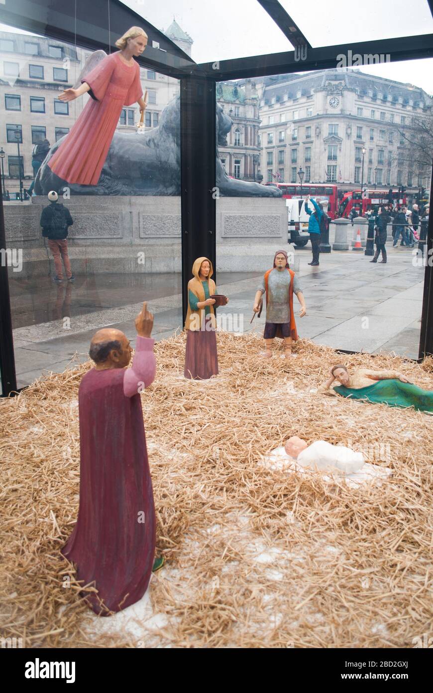 Christmas Tree 2013 in Trafalgar Square, Charing Cross, London WC2N 5DN Stock Photo