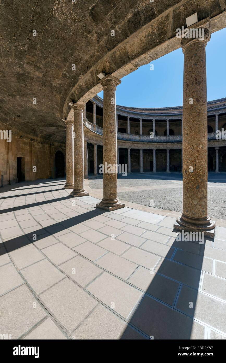 Palace in the shape of a circle formed by many columns and two floors Stock Photo