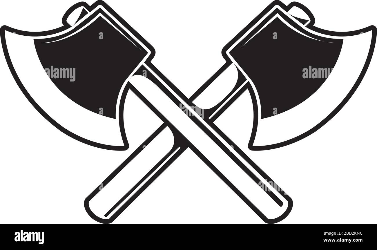 cartoon crossed axes illustration Stock Vector