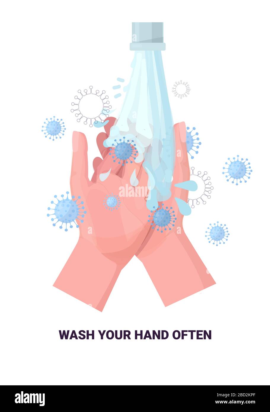 coronavirus protection concept wash your hands often protect yourself prevent covid 19 vertical isolated vector illustration Stock Vector