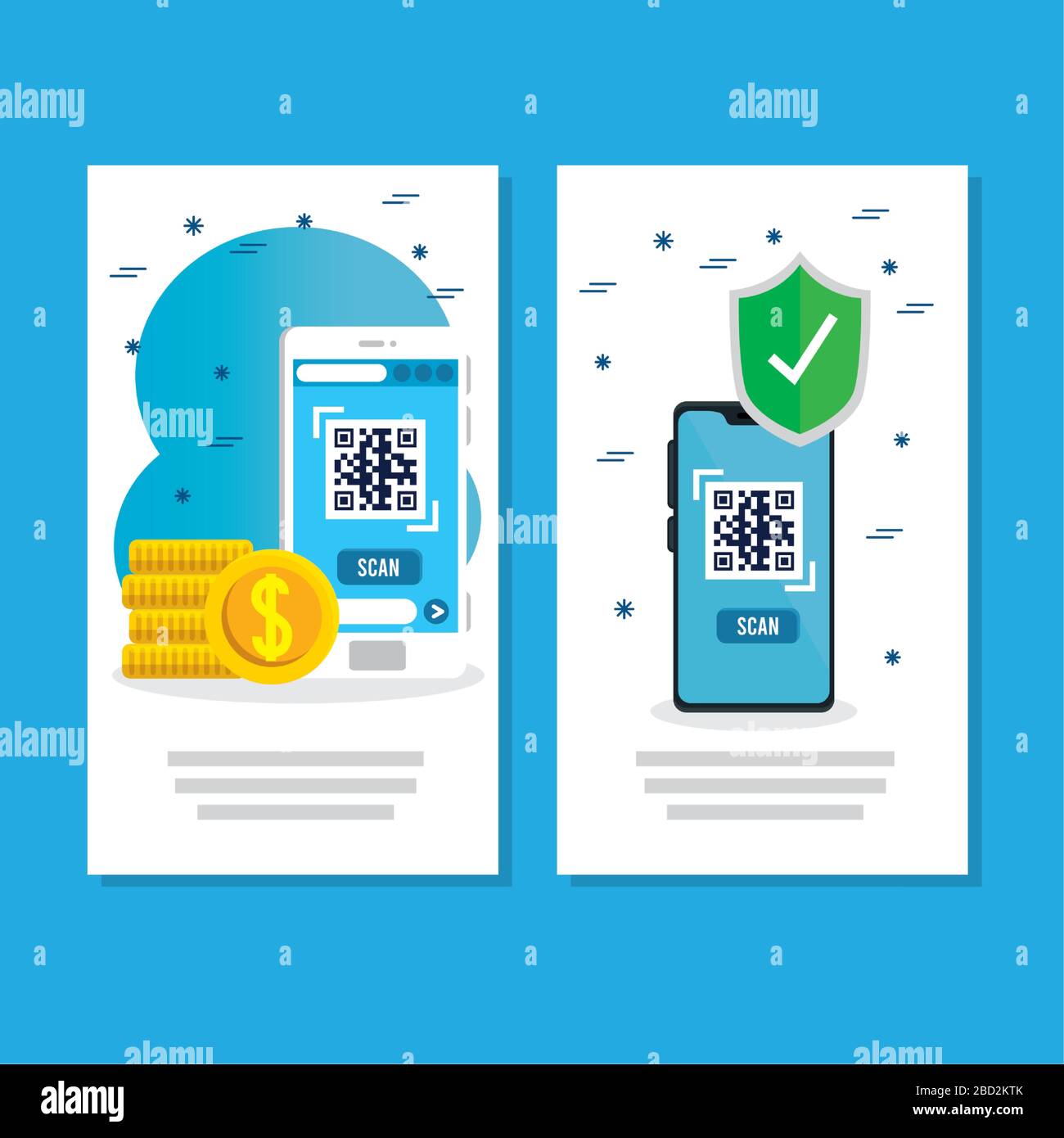 Qr Code Inside Image qr code inside smartphones coins and shield vector design Stock Vector ...