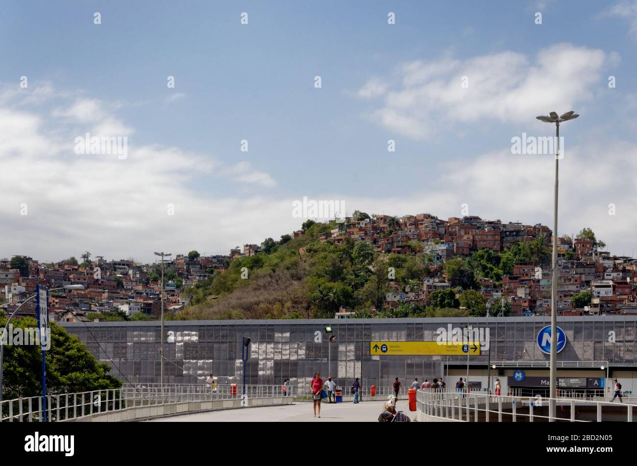 Housing favela behind the metro station at the Maracanã stadium, rio De Janeiro, Brazil. Stock Photo