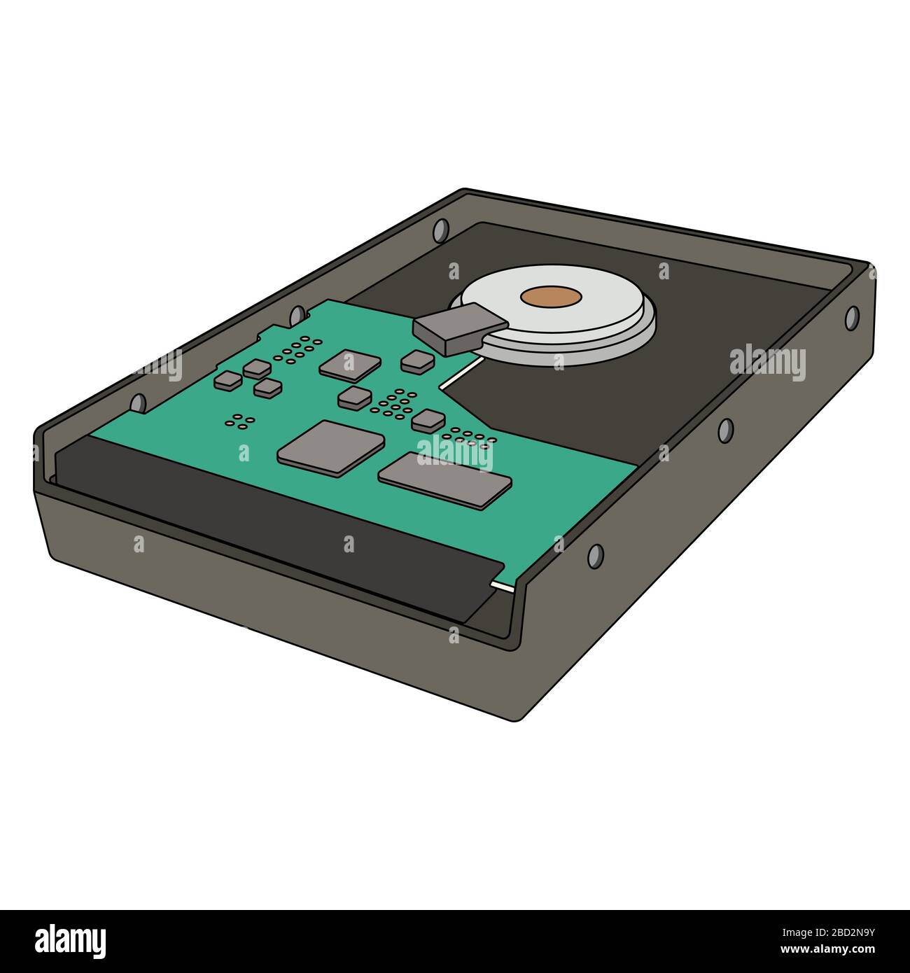 cartoon hard drive disk. white background isolated vector illustration Stock Vector