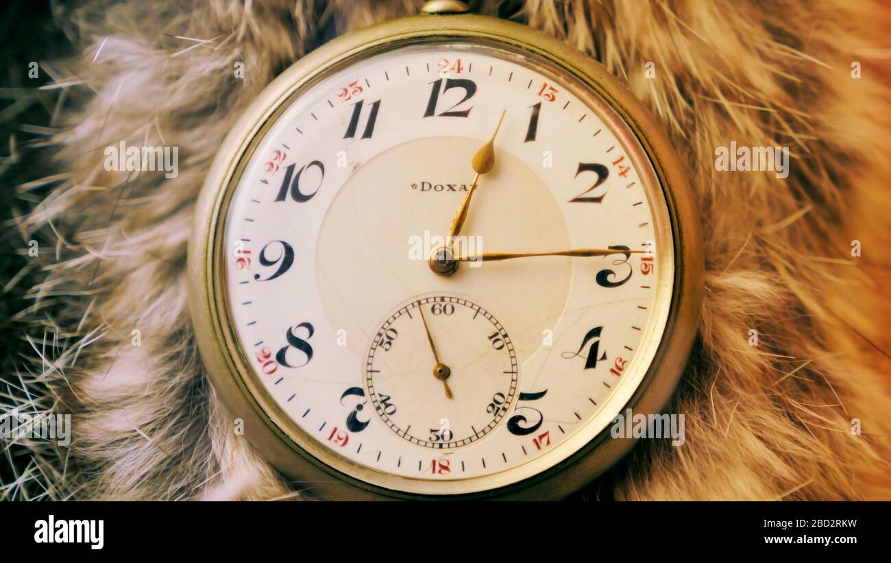 Open-face pocket watch photo background Stock Photo