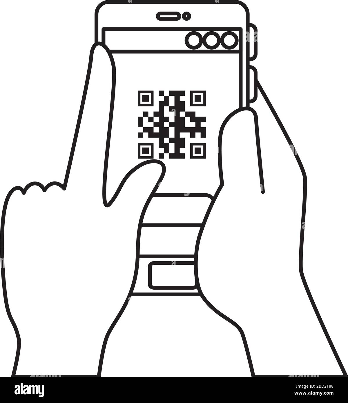 Drawing Hand Id Code hands and qr code inside smartphone vector design Stock Vector Image ...
