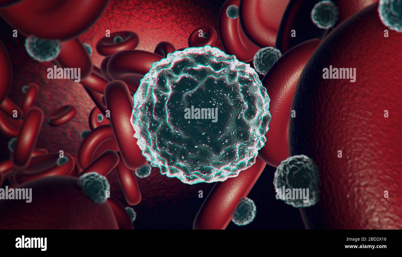 Flu Cell Model Microscopic view of influenza virus cells. 3D medical illustration ...