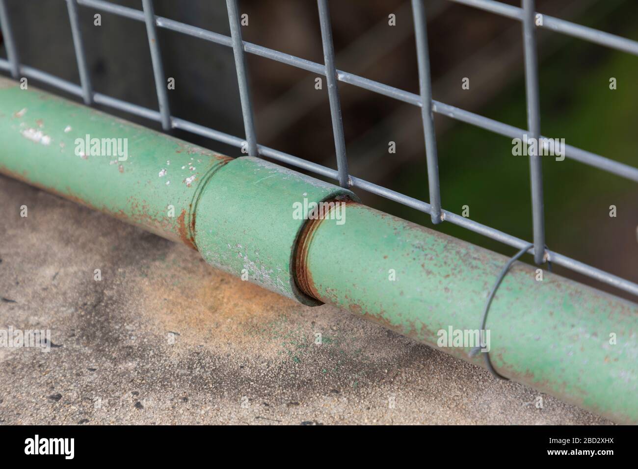 A rusty green steel pipe and threaded connection joint Stock Photo Alamy