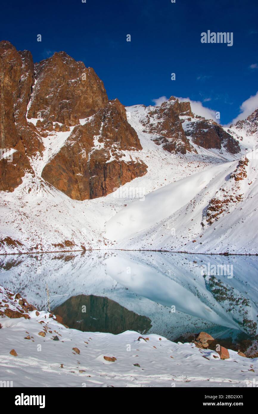 Mountain lake reflection peaks hi-res stock photography and images - Alamy